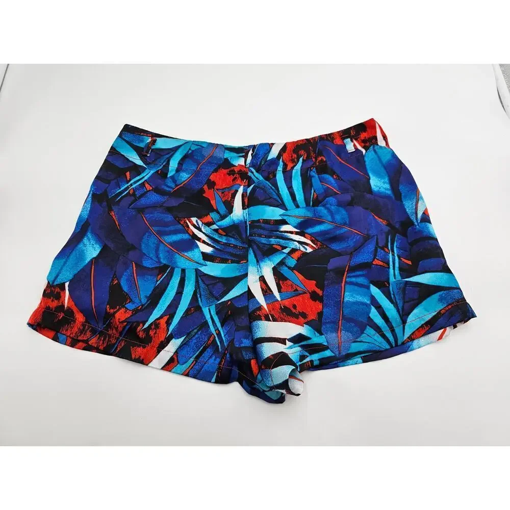2B Bebe Women's 4 Multicolored High Waist Tropical Print Dress Satin Shorts - Picture 7 of 7